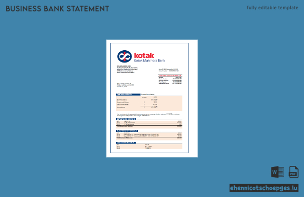Kotak Mahindra Bank Unternehmensbericht – Beispielvorschau in Word und PDF